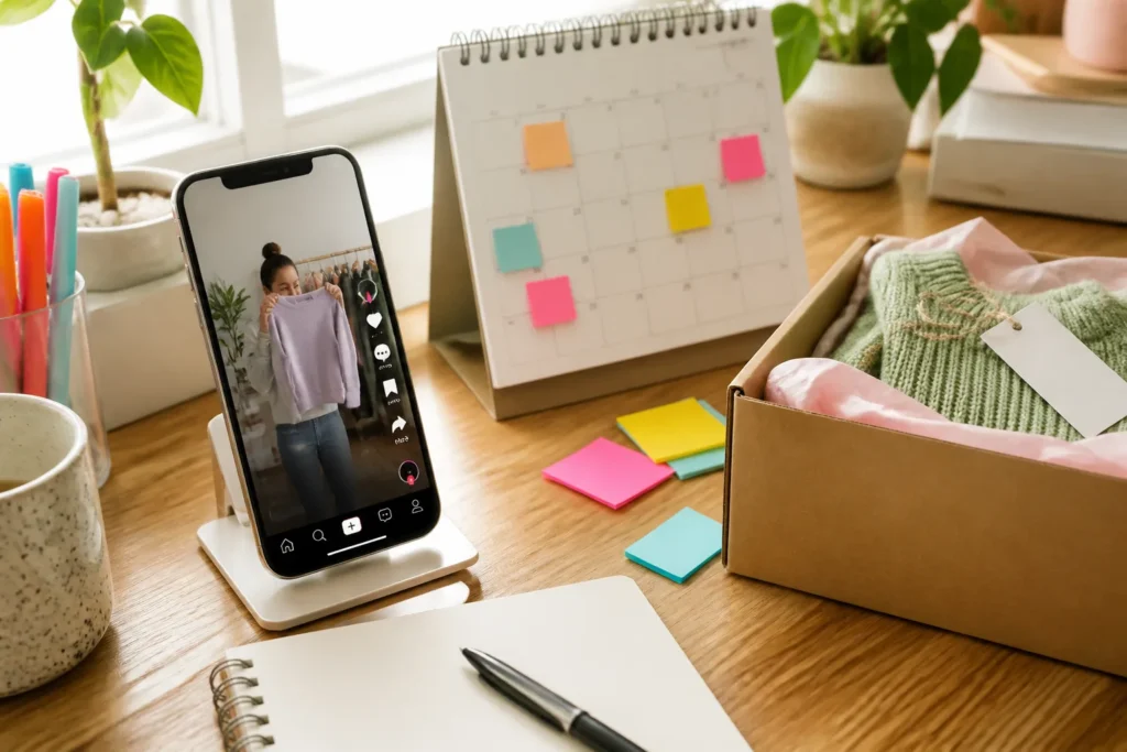 How should a small business plan its first month of TikTok content?